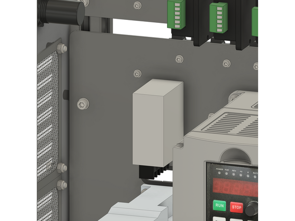 Install the power supply as shown, securing it by screwing the M3x6 screws into the threaded holes on the side of the PSU body