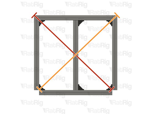 Measure both of the distances shown using a long ruler (preferred), or a tape measure. The measurements should be equal to each other, and should be as close as possible to the following: