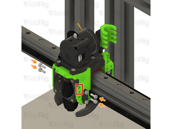 Check that the assembly is aligned correctly. The heat inserts hex nuts should be visible through the marked holes