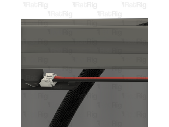 Connect one end of the LED-to-LED cable to the front JST connector on the left LED strip, as shown