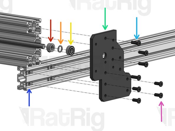 Repeat this step for each of the 4 Y End Plates, installing one on each corner of your base. Do not fully tighten before making sure your frame is perfectly square - squareness is really important! Best way to check squareness is to measure the diagonals of the rectangle formed by the 4 profiles. They should have the exact same length.