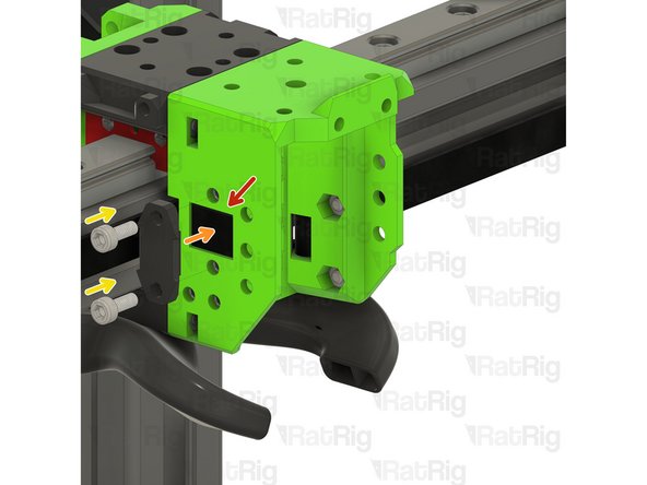 Fasten two M3x8 screws through the EVA3 face_belt_grabber and into the universal face