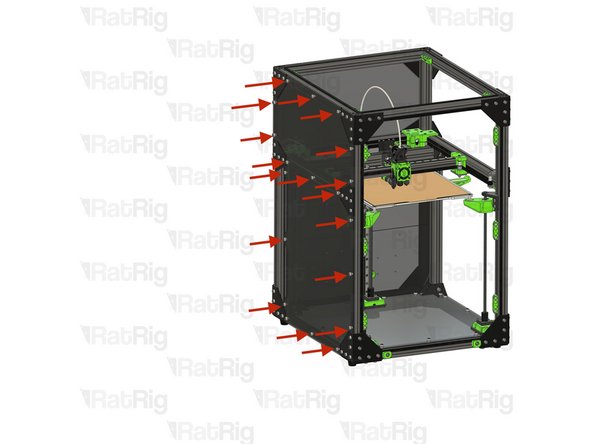 Loosen all of the M6 Cap Head Screws securing the left enclosure panel