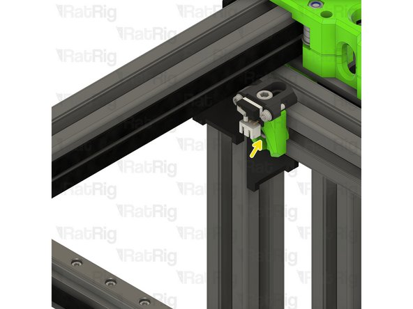 Fasten the M5x10 screw to secure the y-axis endstop assembly to the frame