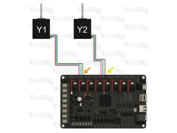 Connect the Y1 Stepper motor cable to the second slot available on the Octopus Board, counting from the bottom.