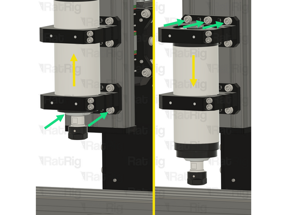 Insert the spindle into the mounts as shown