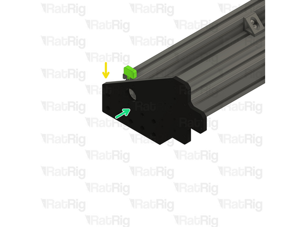 Insert two sh_pro_hg25r_end_spacer printed parts in to the 4080 extrusions as shown