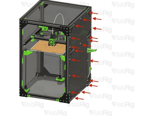 Loosen all of the M6 Cap Head Screws securing the right enclosure panel