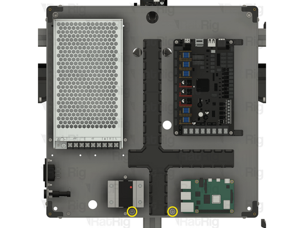 Thread the M6x12 Cap Head Screws into the locking nuts in the lower electronics enclosure mounts