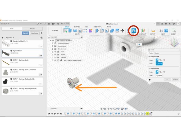 Select the Joint Tool in the Assemble Menu.