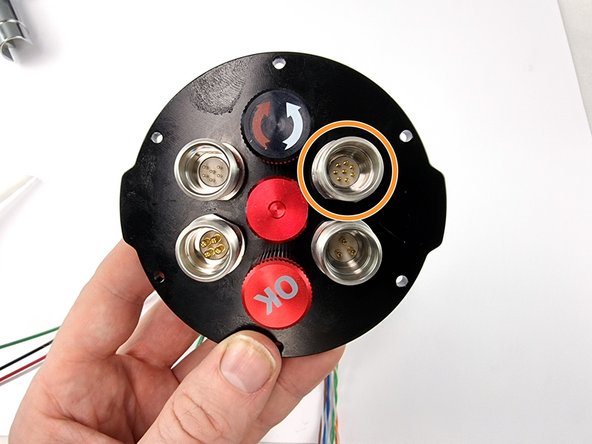 Install the 8 pin bulkhead connector in the top right hole of the end cap