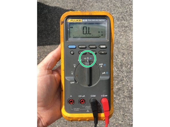 You should read zero ohms. Do the same for jumper two (red square &amp; black square). If you are not reading close to zero resistance or the reading bounces around then the crimp connections are faulty.
