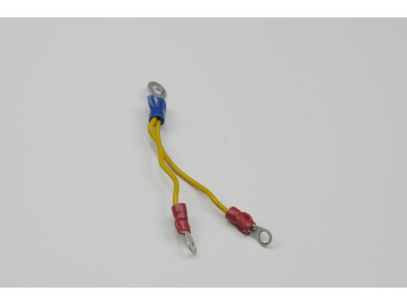 Crimp a red ring terminal over the four remaining single ends of the wires.