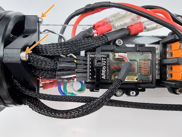 We need to unbolt the support plate mount from the end cap to get access to the power switch