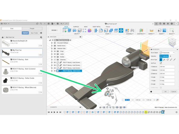 Rotate the car body 180* using the Navigation Cube.