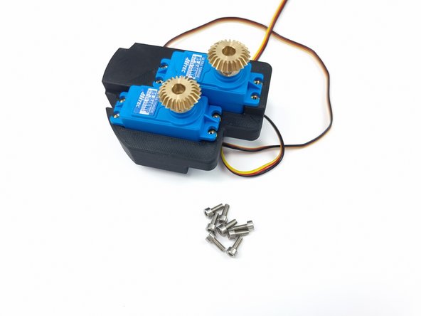 You need 8 x M3 x 8mm Socket Head Cap Screws to secure the servos to the mount