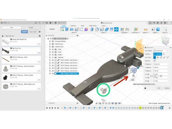 Double-Click on the Axle Grommet, then press CTRL-C then CTRL-V to copy and paste it.