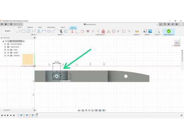 Create a Centre Rectangle at the centre of the axle hole.
