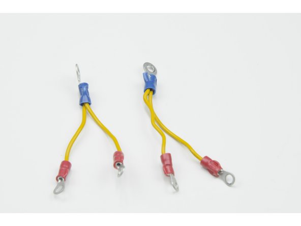 Design note: Blue terminal crimps are for 14 to 16-gauge wire. Two 18-gauge wires twisted together approximate this larger wire diameter. If using a ratcheting crimper, make sure to crimp using the blue section.