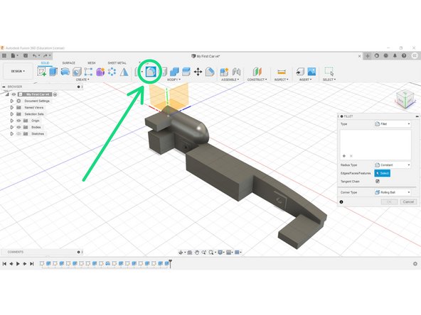 Let's first work on improving the front wing. Note how the shape is currently very blocky.