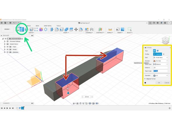Select Extrude from the Create menu.