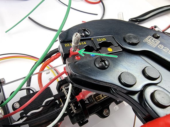 Trim the white wire to connect with the red wire from the ESC.