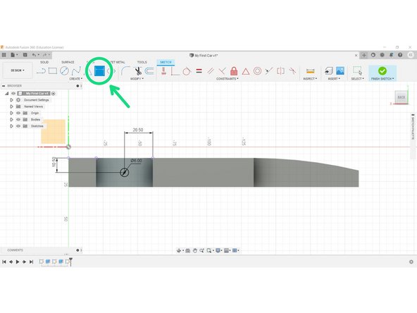 Select Sketch Dimension and position your circle centre 11.5mm from the top of your model (Y-axis), and 20.5 from one side.