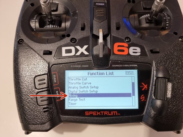 Head back to the function list and scroll down to mixing and select it.