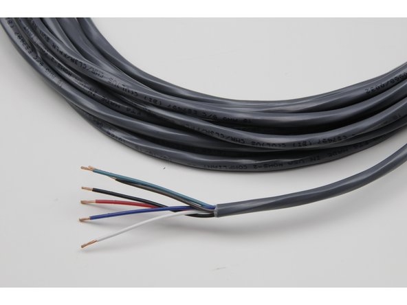 Strip 5mm from the end of each of the six wires