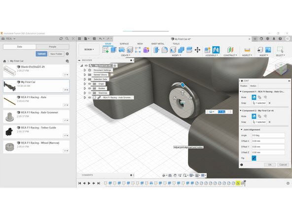 Next, select the inner ring of the Axle Support / Hole.