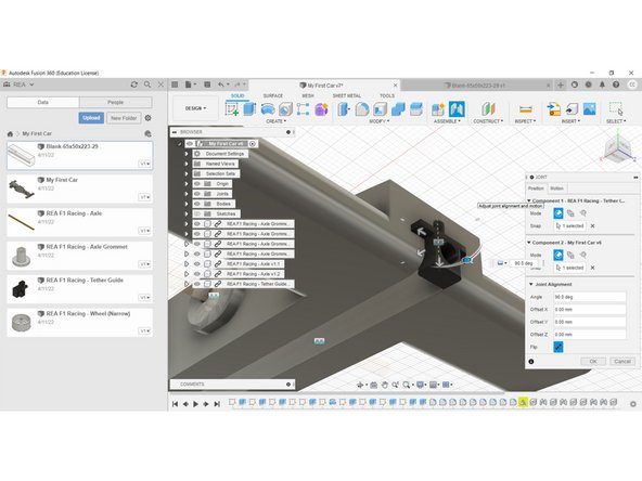 Next, select the origin point at the front of the car.