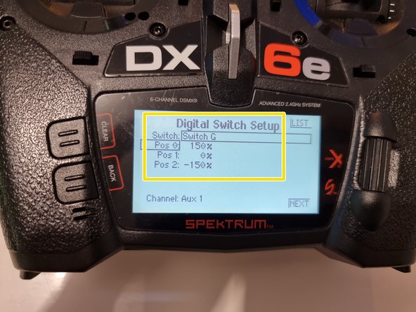 Cycle through to find Switch G and set the positions the same as Switch B.