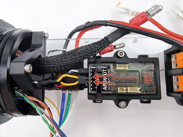 Insert the connectors into channel 3 and channel 4 of the receiver