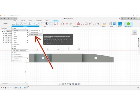 Select the Centre Rectangle from the Create tab dropdown.