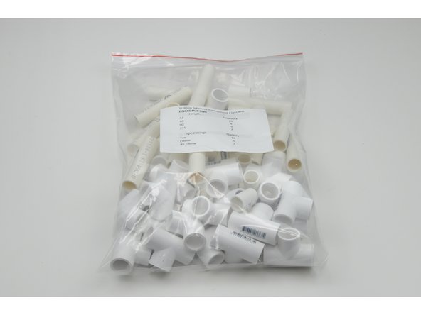 Place the PVC fittings back into the labelled bag they came in, and using the parts list on the bag, check you have all the listed components.