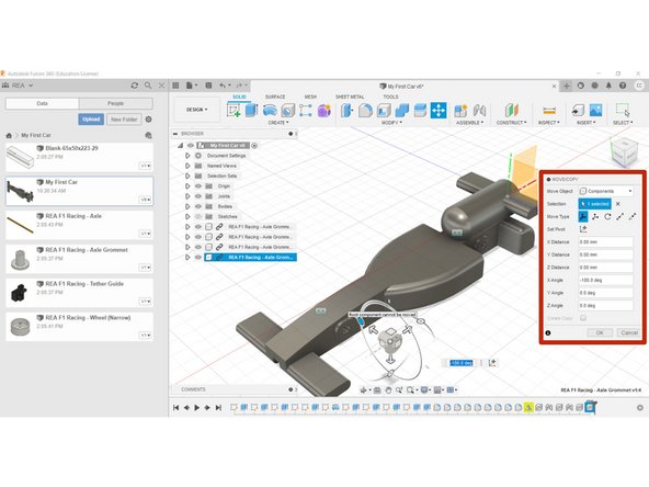 Note how the Axle Grommet is facing the wrong way to insert into the car body.