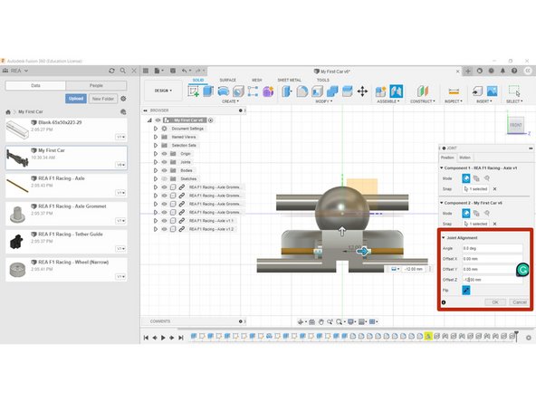 From here make small adjustments using the Joint Alignment Menu until it is centred.