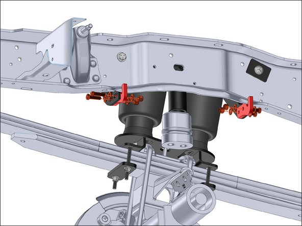 Attach the supplied frame hooks to each upper bracket with the Grade 8 3/8" hardware.