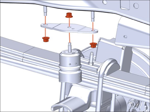 Unbolt factory bump stop using a 15mm socket.