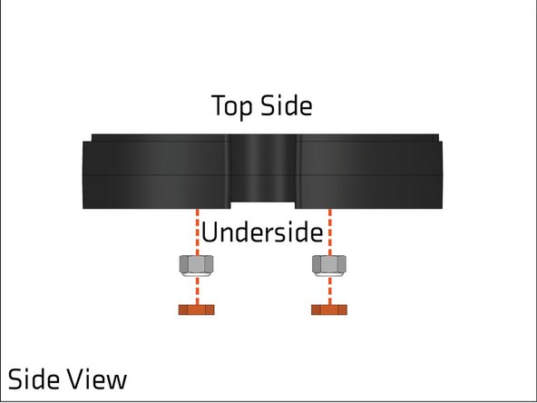 Make sure ALL nuts are oriented with the nylock portion of nut facing out, as shown, when they are inserted into the hex holes.