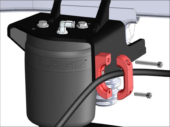 The base piece of the bracket gets attached to the upper bracket first with the .50" long screw. Torque the screw to 7 FT. LB. using a 3/16" allen socket.