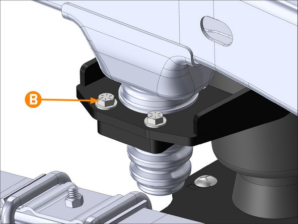 B: Torque the 3/8" bump stop spacer hardware to 44 FT. LB.  using a 9/16" crowsfoot.