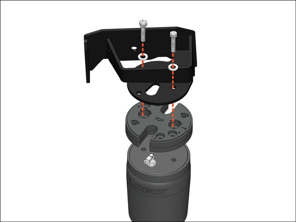 Bolt one lift spacer between the air spring and upper bracket using the &quot;AIR SPRING&quot; holes and supplied 1.75&quot; long 3/8&quot; bolts with flat washers. Apply some threadlocker to each bolt.