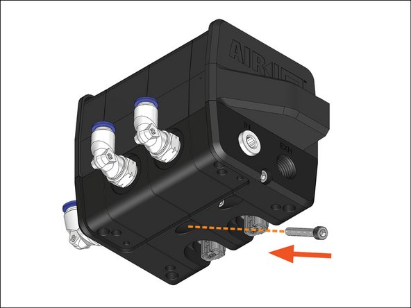 Insert the supplied #8 socket head cap screw into the threaded hole as shown and snug with a 9/64&quot; hex bit.