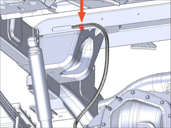 Detach the differential breather line from its anchor point on the frame shown. (On the driver side of the axle)