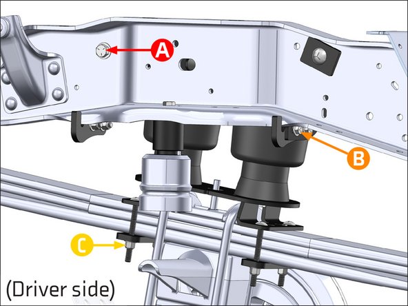 A: Torque the 1/2" hardware to 100 FT. LB.