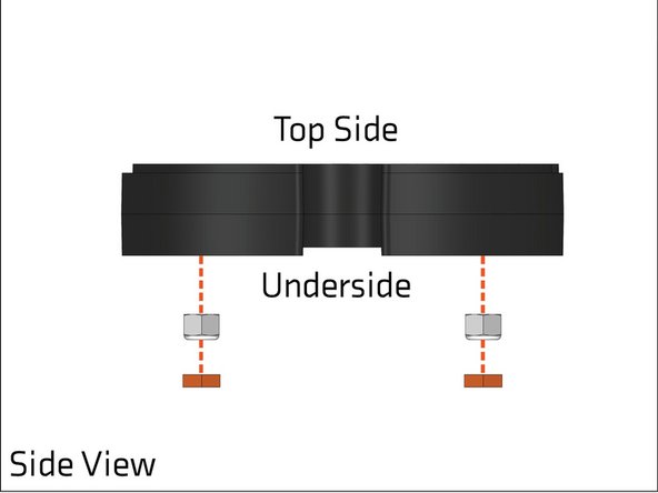 Press a 3/8&quot; hex spacer in the two hex holes, on top of the nuts, as shown. This will secure the nuts in the hex holes.