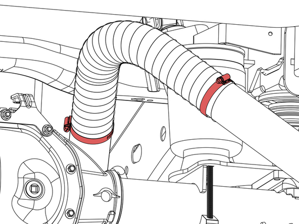 Once the whole roll has been wrapped onto the exhaust, attach the provided hose clamps to each end of the wrap as shown.