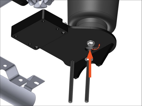 Un-bolt the 3 T40 torx bolts holding the brake line shield to the axle to get clearance for lower bracket installation.