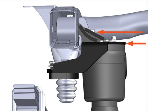 Push the upper bracket against the frame and snug the two 3/8" bolts.